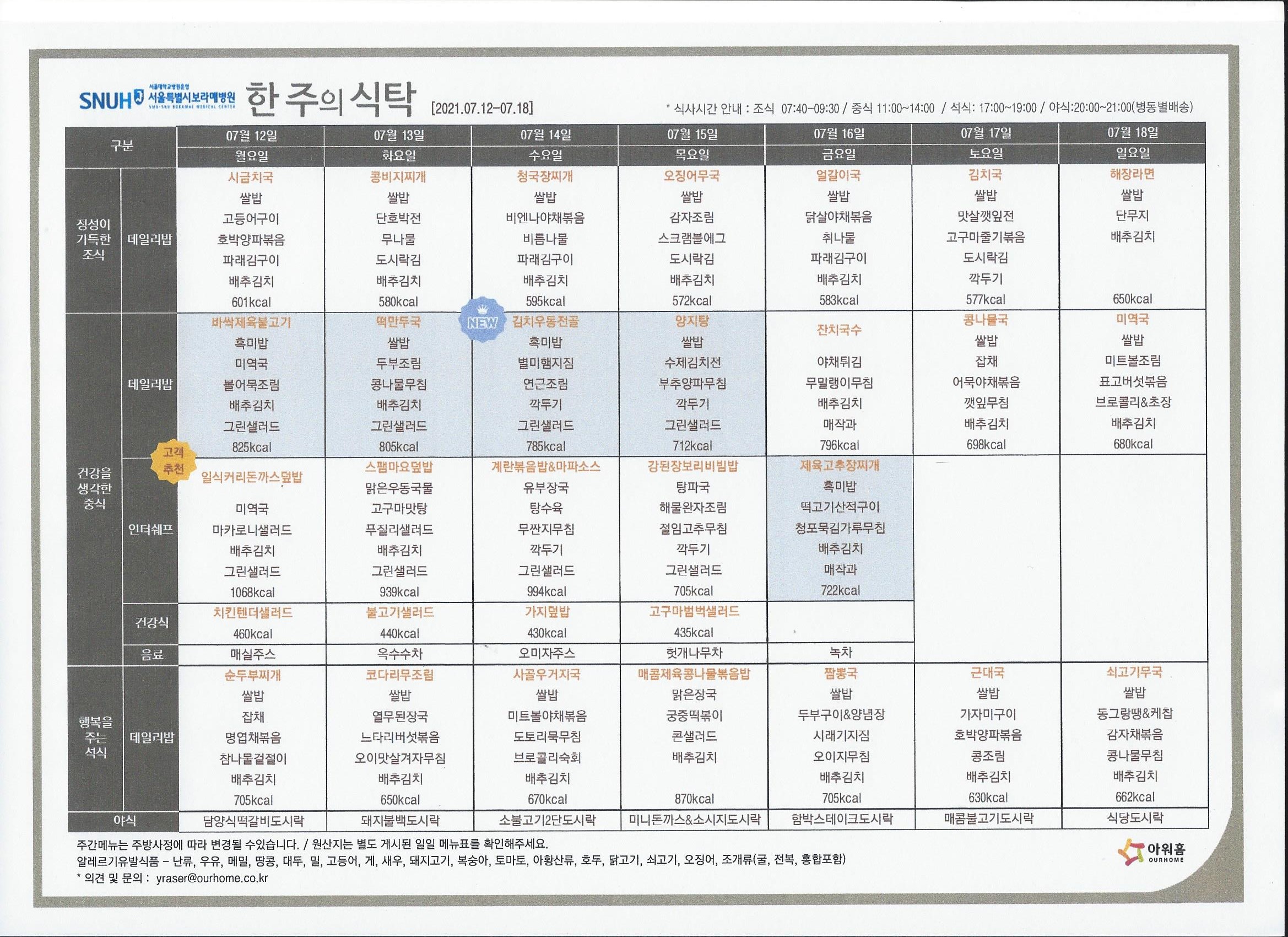 식단표